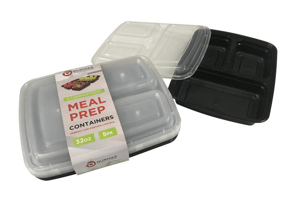 Meal Prep 3 Compartment Containers 5 Pack