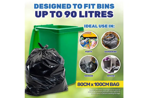 XL Garbage Bag Bin Liners 90 Litre 10PK