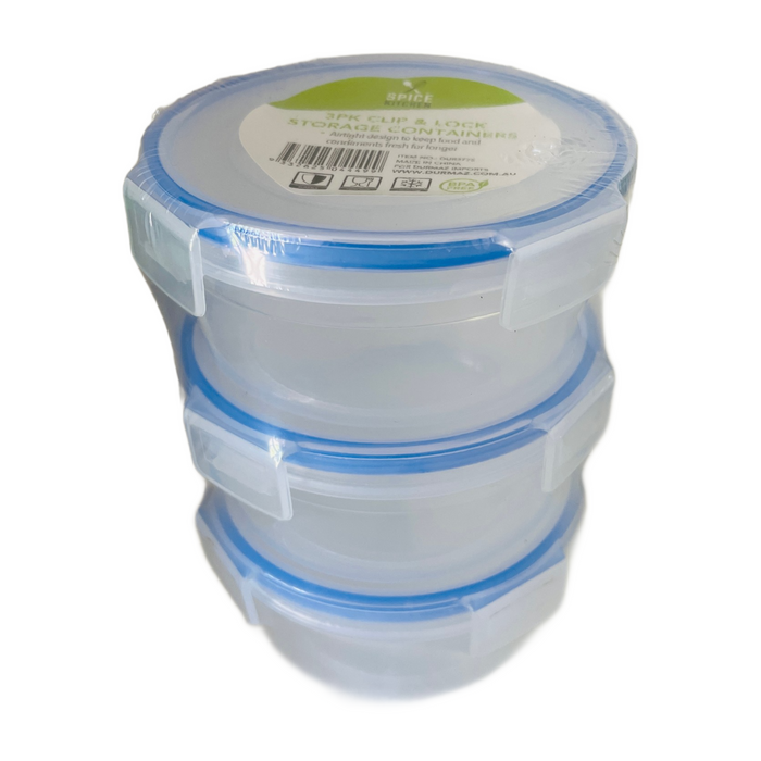 Round Mini 3 Pk Clip Lock Containers