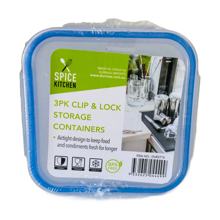 Square Mini 3 Pk Clip Lock Containers