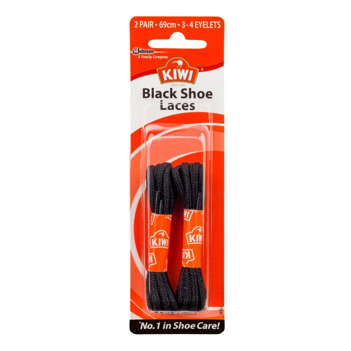 Kiwi Shoe Laces Black 2 Pairs 69cm