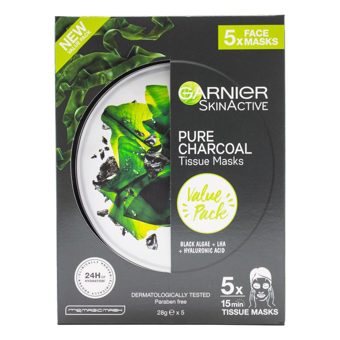 Garnier Pk 5 Skin Active Pure Charcaol Facial Tissue Masks