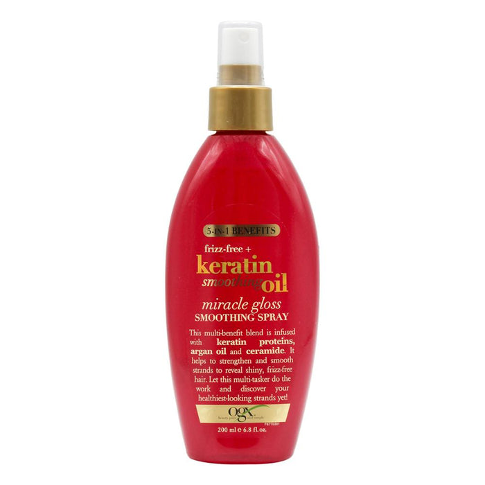 OGX Frizz Free + Keratin Smoothing Oil Miracle Gloss Spray 200ml